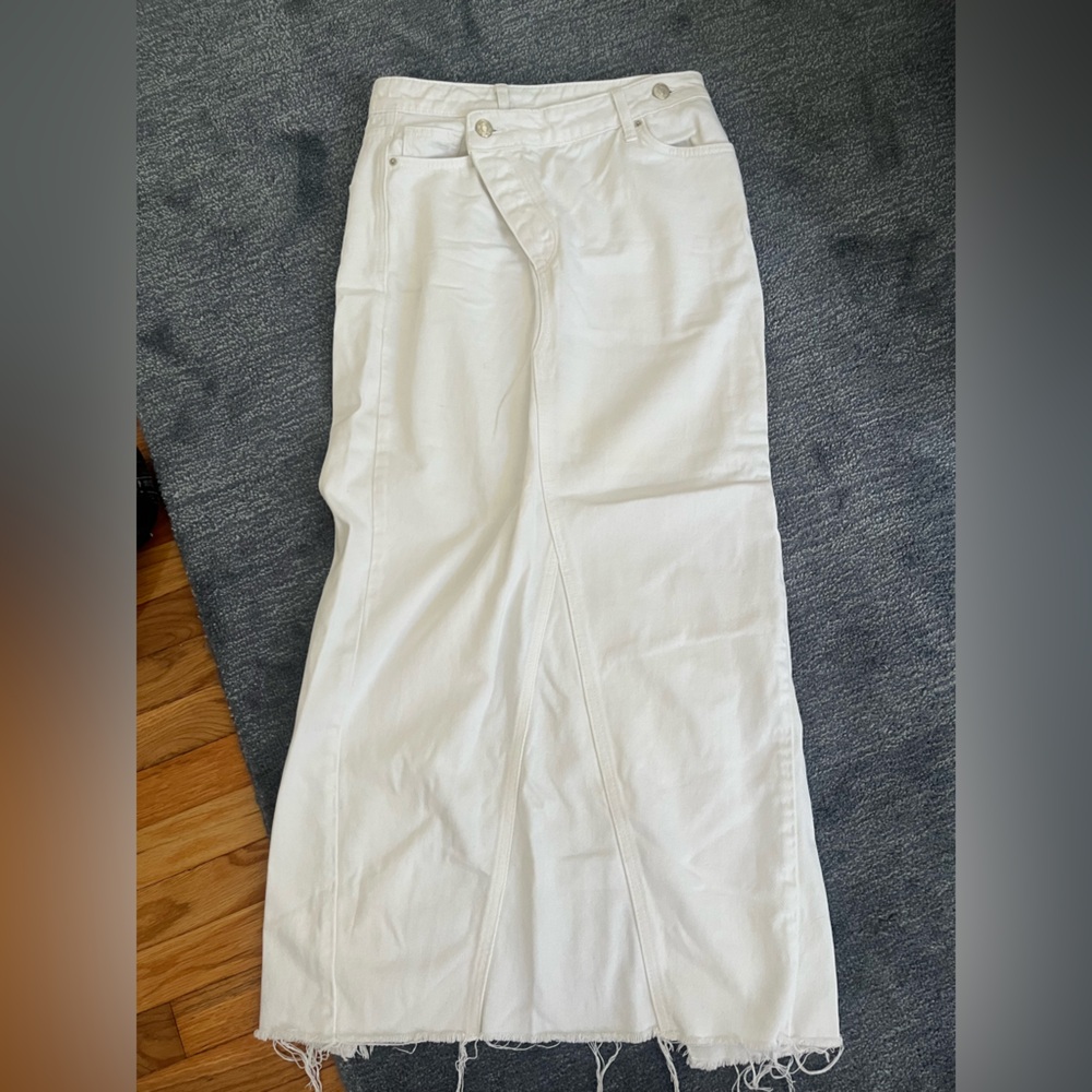 Zara White Denim Maxi Skirt - XS